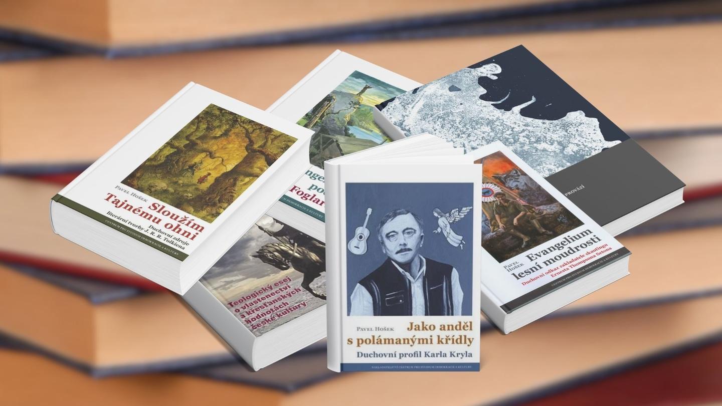 Knihy Pavla Hoška, mezi nimi Jako anděl s polámanými křídly o Karlu Krylovi